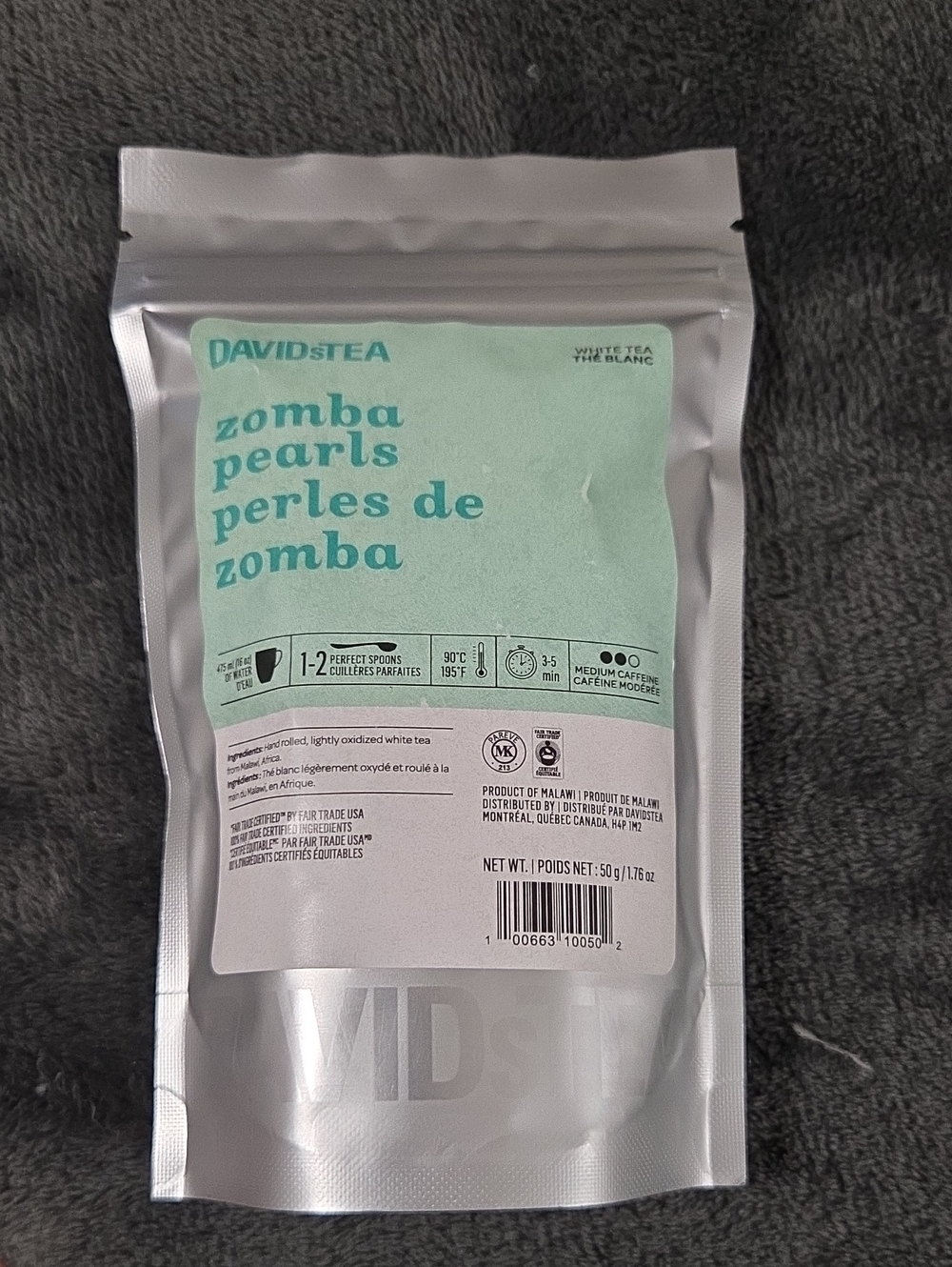 2/$20 New! Sealed Davidstea ZOMBA PEARLS Loose Leaf Tea 50g Davids Tea